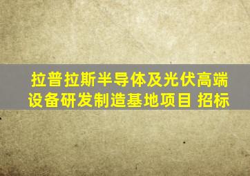 拉普拉斯半导体及光伏高端设备研发制造基地项目 招标